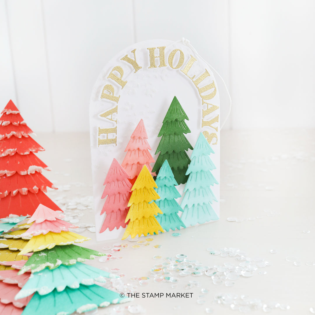 ARCHED HOLIDAY GREETINGS STAMP
