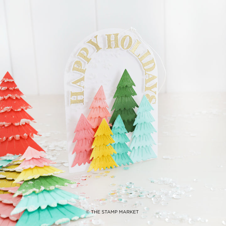 ARCHED HOLIDAY GREETINGS STAMP